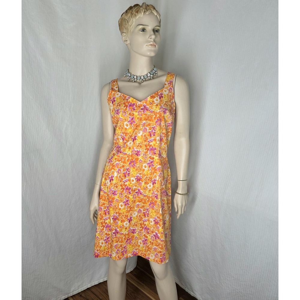 Y2k Real Comfort Sundress Womens 12 Coquette Dress Orange Floral Sleeveless